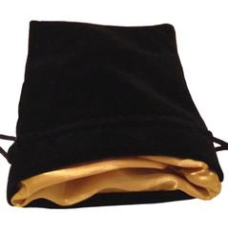 Black Velvet Dice Bag with Gold Satin Lining (4''x6'')