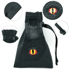 Black Leatherette Fire Demon Eye Dice Bag