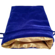Blue Velvet Dice Bag with Gold Satin Lining 4x6