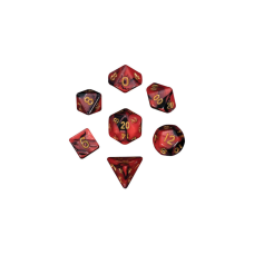 Mini Polyhedral Dice Set (7) Red with Black