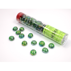 Chessex Gaming Glass Stones in Tube - Iridized Crystal Green 