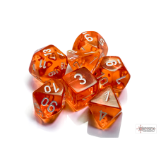 Chessex Translucent Orange/white Polyhedral 7-Dice Set