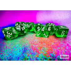 Chessex Translucent Green/white Polyhedral 7-Dice Set