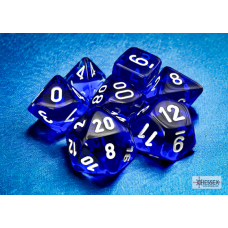 Chessex Translucent Blue/white Polyhedral 7-Dice Set
