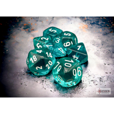 Chessex Translucent Teal/white Polyhedral 7-Dice Set