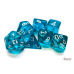 Chessex Translucent Teal/white Polyhedral 7-Dice Set
