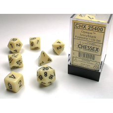 Chessex Opaque Ivory/Black Polyhedral 7-Die Set 