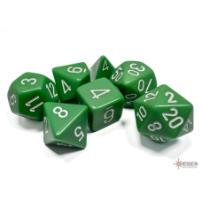 Chessex Opaque Green/white Polyhedral 7-Dice Set
