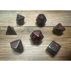 Chessex Dice-Opaque Black with Red Set