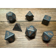 Chessex Opaque Polyhedral 7-Die Sets - Dark Grey w-copper