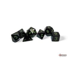 Chessex Opaque Black/green Polyhedral 7-Dice Set