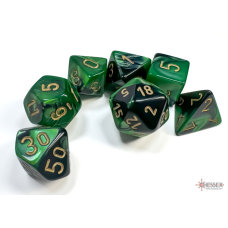 Chessex Gemini Black-Green/gold Polyhedral 7-Dice Set