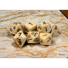 Chessex Marble Ivory/black Polyhedral 7-Dice Set