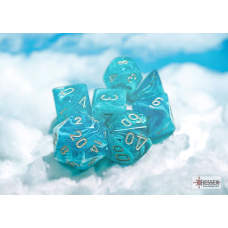 Chessex Cirrus Aqua/silver Polyhedral 7-Dice Set Chessex Cirrus Aqua/silver Polyhedral 7-Dice Set