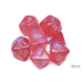 Chessex Borealis Pink/silver Luminary Polyhedral 7-Dice Set