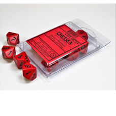 Opaque Red/black Set of Ten d10s 