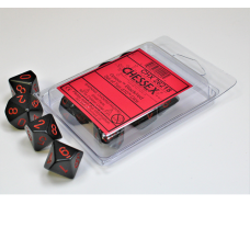 Opaque Black/red Set of Ten d10s