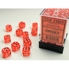 Chessex Translucent Orange/white 12mm d6 Dice Block (36 dice)