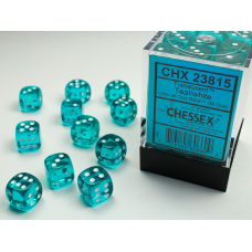 Chessex Translucent Teal/white 12mm d6 Dice Block