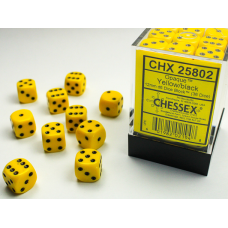 Chessex Opaque 12mm d6 Yellow/black Dice Block