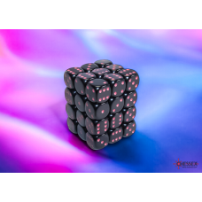 Chessex Opaque Black/pink 12mm d6 Dice Block (36 dice)