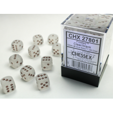 Chessex Frosted 12mm d6 Clear/black Dice Block