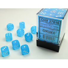 Chessex Frosted 12mm d6 Caribbean Blue/white Dice Block