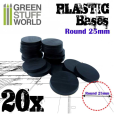 Plastic Bases - Round 25mm BLACK