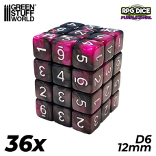 36x D6 12mm Dice - Purple Swirl