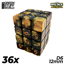 36x D6 12mm Dice - Amber Swirl 36x D6 12mm Dice - Amber Swirl