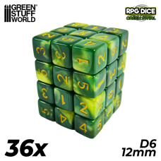 36x D6 12mm Dice - Green Swirl 36x D6 12mm Dice - Green Swirl