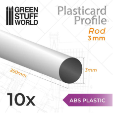 ABS Plasticard - Profile ROD 3 mm