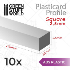 ABS Plasticard - Profile SQUARED ROD 2.5mm