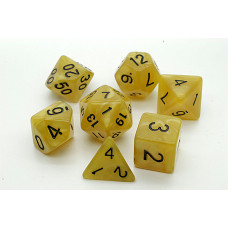 Pearl Dice Set D20 - GOLDEN YELLOW with Black 