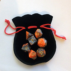 Small Dice Bag BLACK with RED drawstring