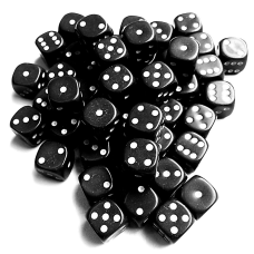 D6 Spot Dice - 12mm Black and White dots