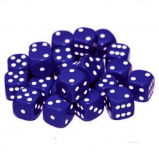 D6 Spot Dice - 12mm Dark Blue with white dots