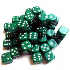 D6 Spot Dice - 12mm Dark Green with white dots