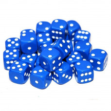 D6 spot dice - 12mm BLUE with white dots