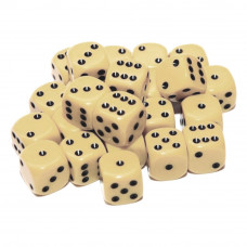 D6 Spot Dice - 12mm Ivory with black dots