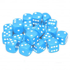D6 Spot Dice - 12mm Light Blue with white dots