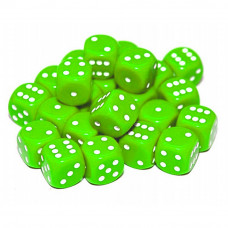 D6 Spot Dice - 12mm Light Green with white dots