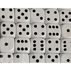 D6 spot dice - 12mm White with black dots