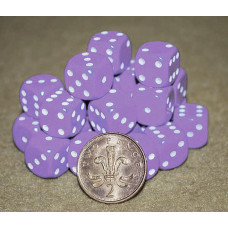 D6 Spot Dice - 14mm Lilac with white