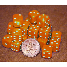 D6 Spot Dice - 14mm Orange white dots