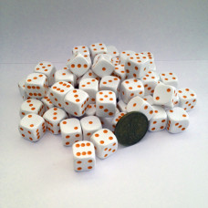 D6 Spot Dice - 14mm White with Orange