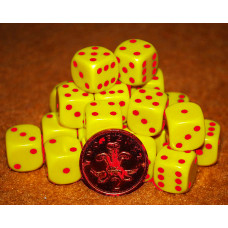 D6 Spot Dice - 14mm Yellow with Red