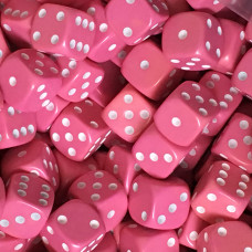 D6 spot dice - 10mm PINK with white dots